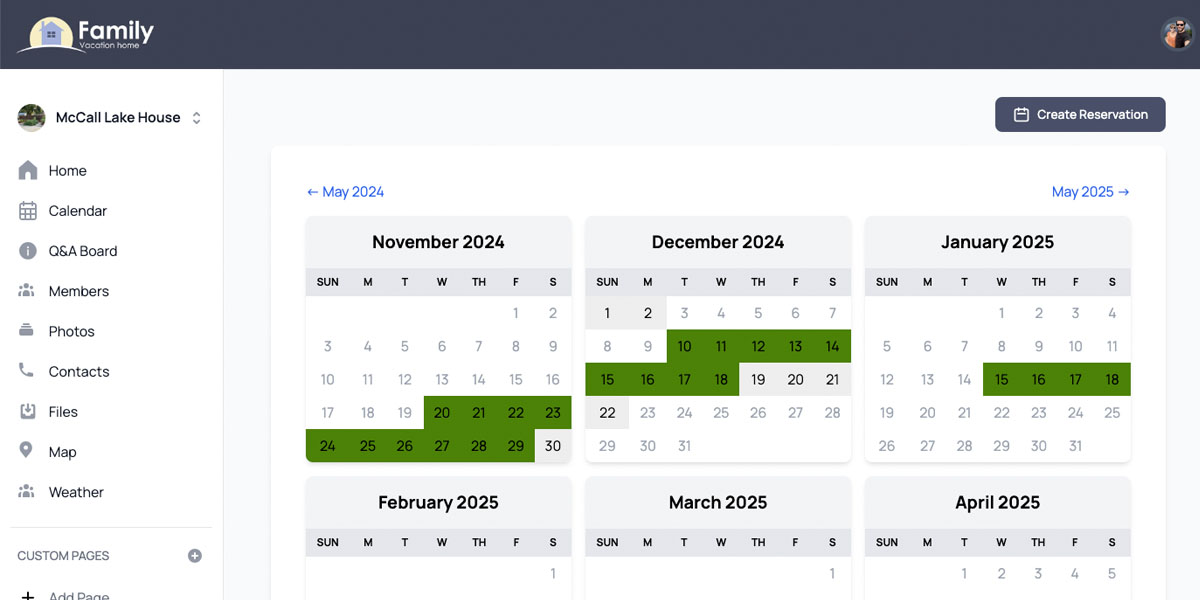 Manage your reservation calendar