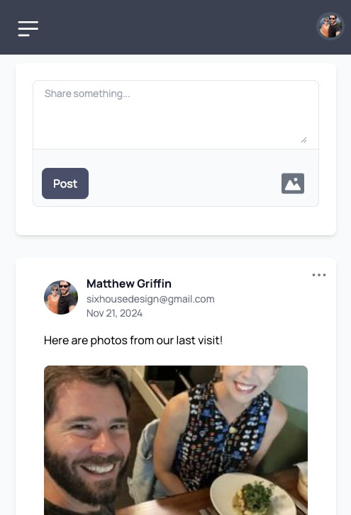 Share photos and updates from your visits