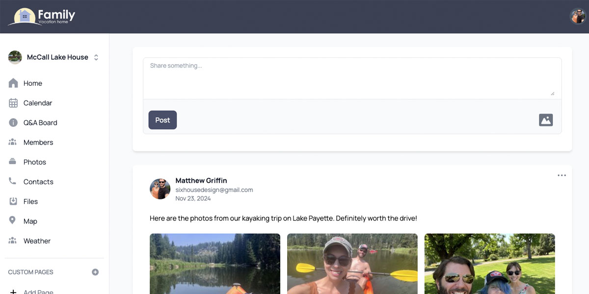 Share photos and updates from your visits